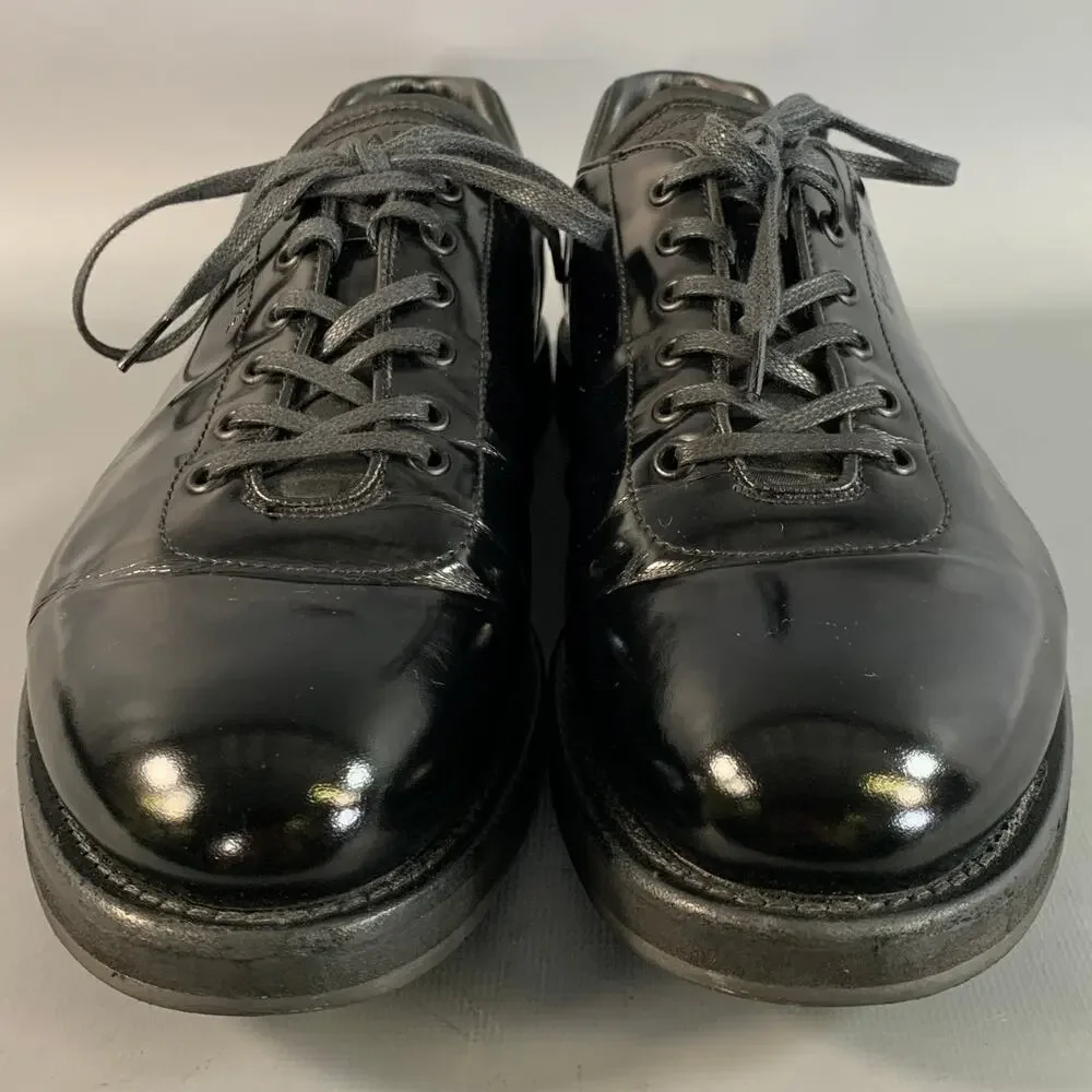 PRADA Size 10 Black 2E2718 Leather Lace Up Shoes